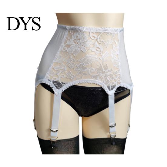 Charm Körperkonturen Strumpfhalter Damen Strumpfhalter mit 6 Krallen Ausgeschnitten Durchsichtig Spitze Florale Stickerei Einfarbige Hohe Taille Elastische Strümpfe Halter