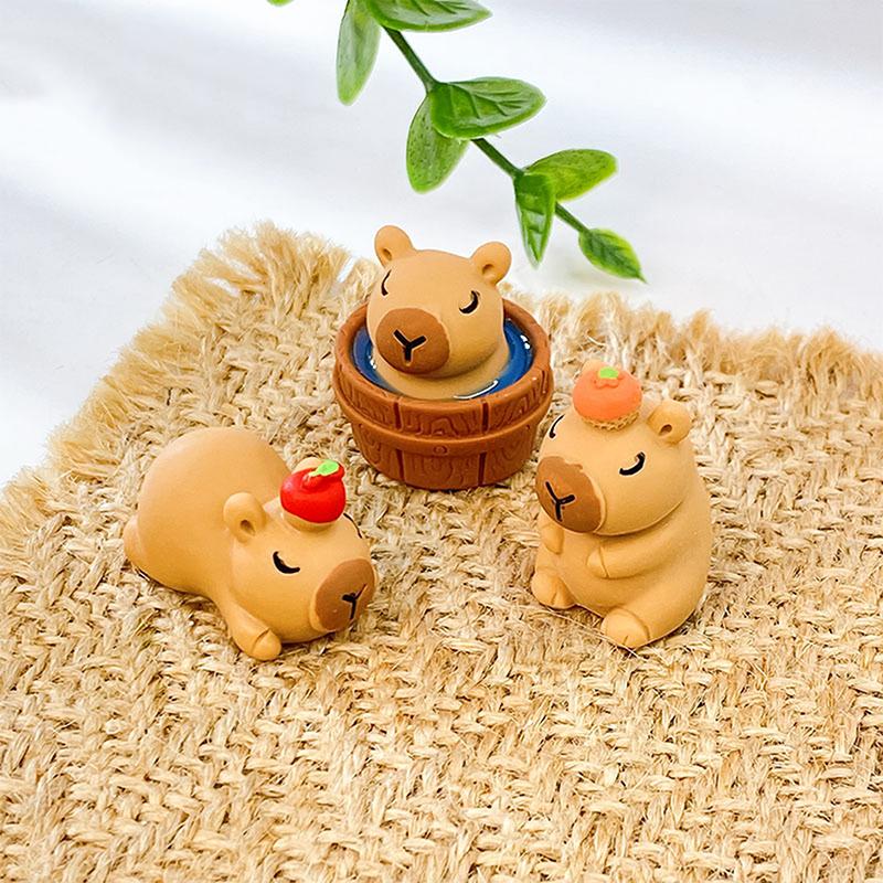 Mini Capybara Resin Miniature Figurine Resin Diy Accessories Desktop Small Ornaments Homemade Car Decoration Figurines