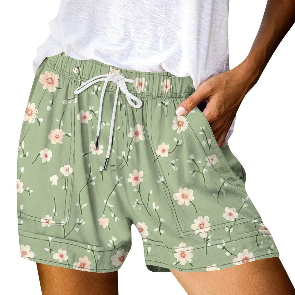 Damen Casual Sommer Elastische Strandshorts Print Casual Shorts