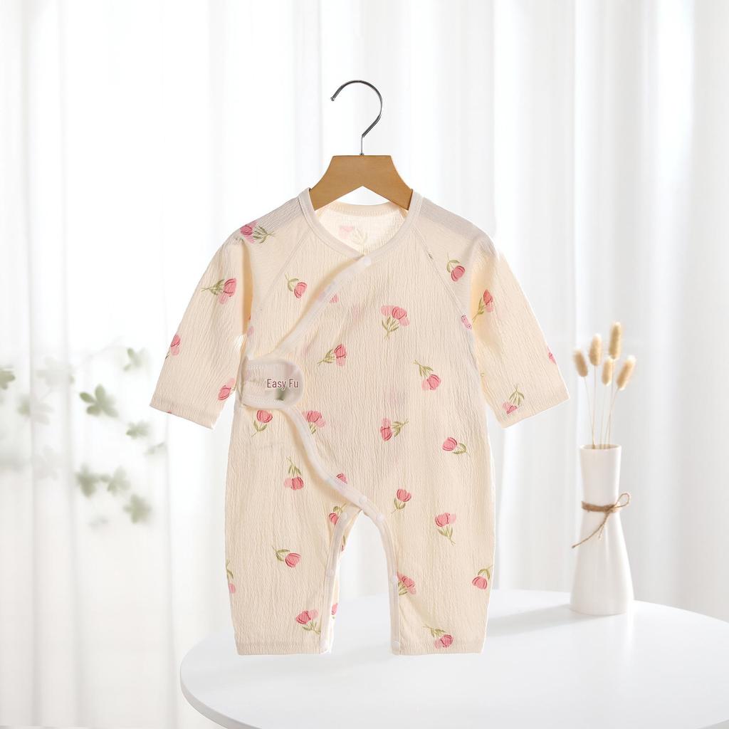 Newborn Baby Cotton Butterfly Romper Pajamas - Summer Thin Monk Suit