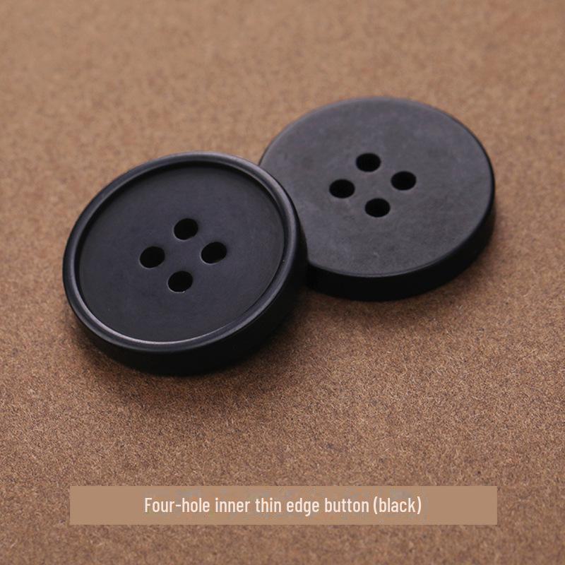 Resin Button Set: Black and White, Two-Eye & Four-Eye for Shirts, Suits, Trousers, and Pants