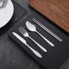 1 Set Cutlery Set Non-slip Burrs-free Food Grade Smooth Surface BPA-free Dining Portable Reusable Travel Utensils Cutlery Set Picnic Supplies