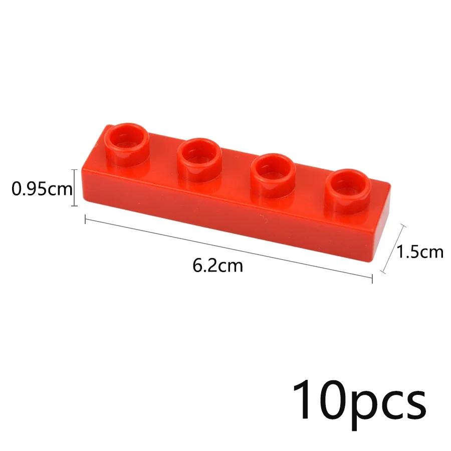 

10Pcs Big Size Building Blocks 1x4 Dots Bulk Thin Figures Bricks Educational Creative Large Size Model Toys Compatible Duploes