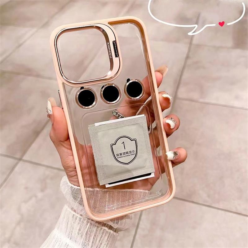 Protetor de anel de metal para lente, suporte para celular, capa protetora para iPhone 15 12 13 14Pro Max Plus 11, proteção de vidro para câmera, capa transparente à prova de choque