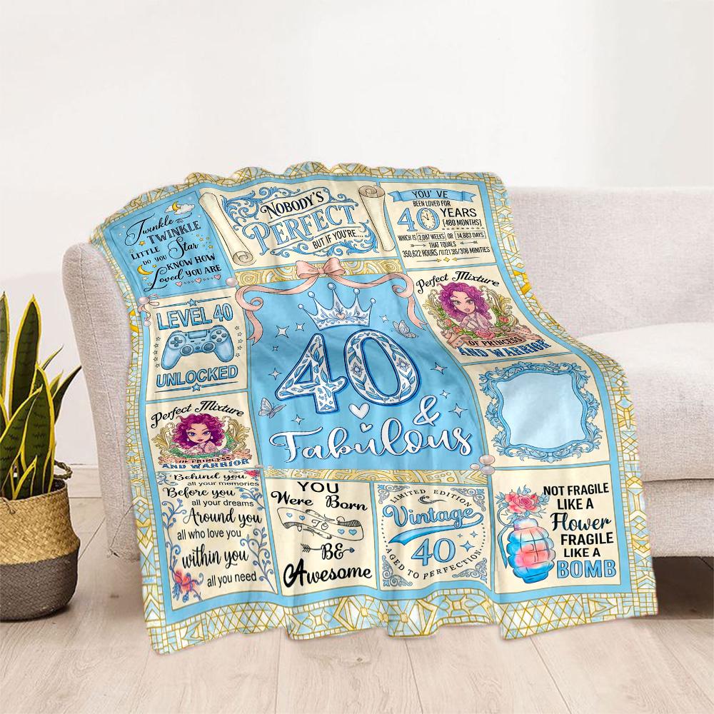 Happy 40th Birthday Celebration Blanket Comfortable Suitable for Livingroom Chair Picnics All-Season Use Modern Gifts For Family Or Friends