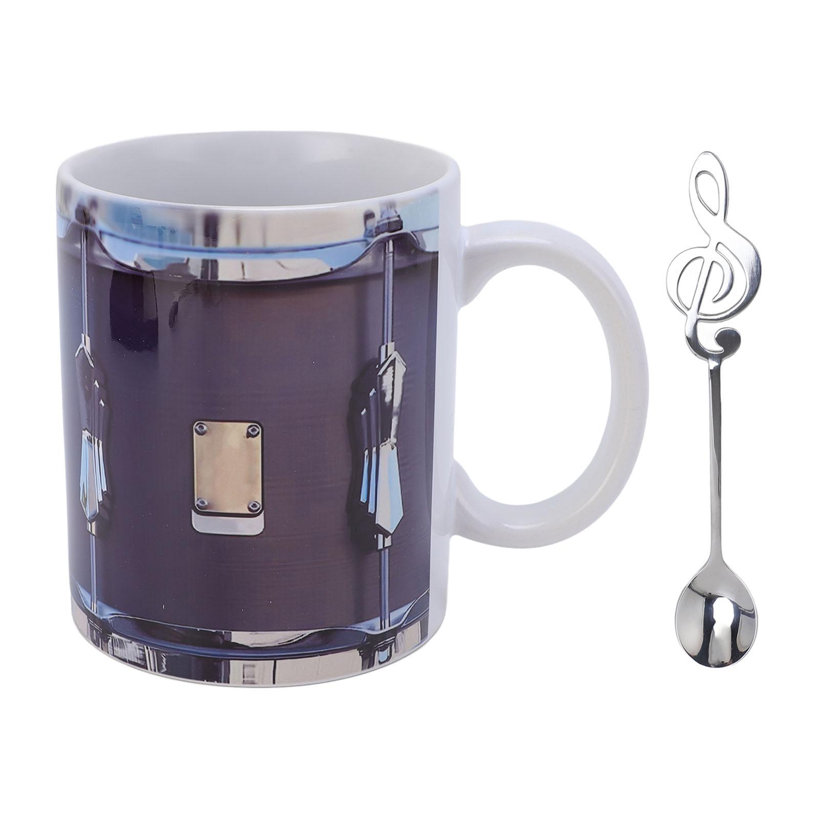 

Винтажная кружка забавный рисунок барабана керамическая из нержавеющей стали 11 унций кофейная чашка с ложкой для холодных горячих White