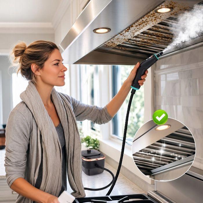 Steam cleaner-Steam cleaner 2500W-3 levels-1250 ml-4 bars-Heat 15s-45 min-Ecological-Portable-Multi-surfaces