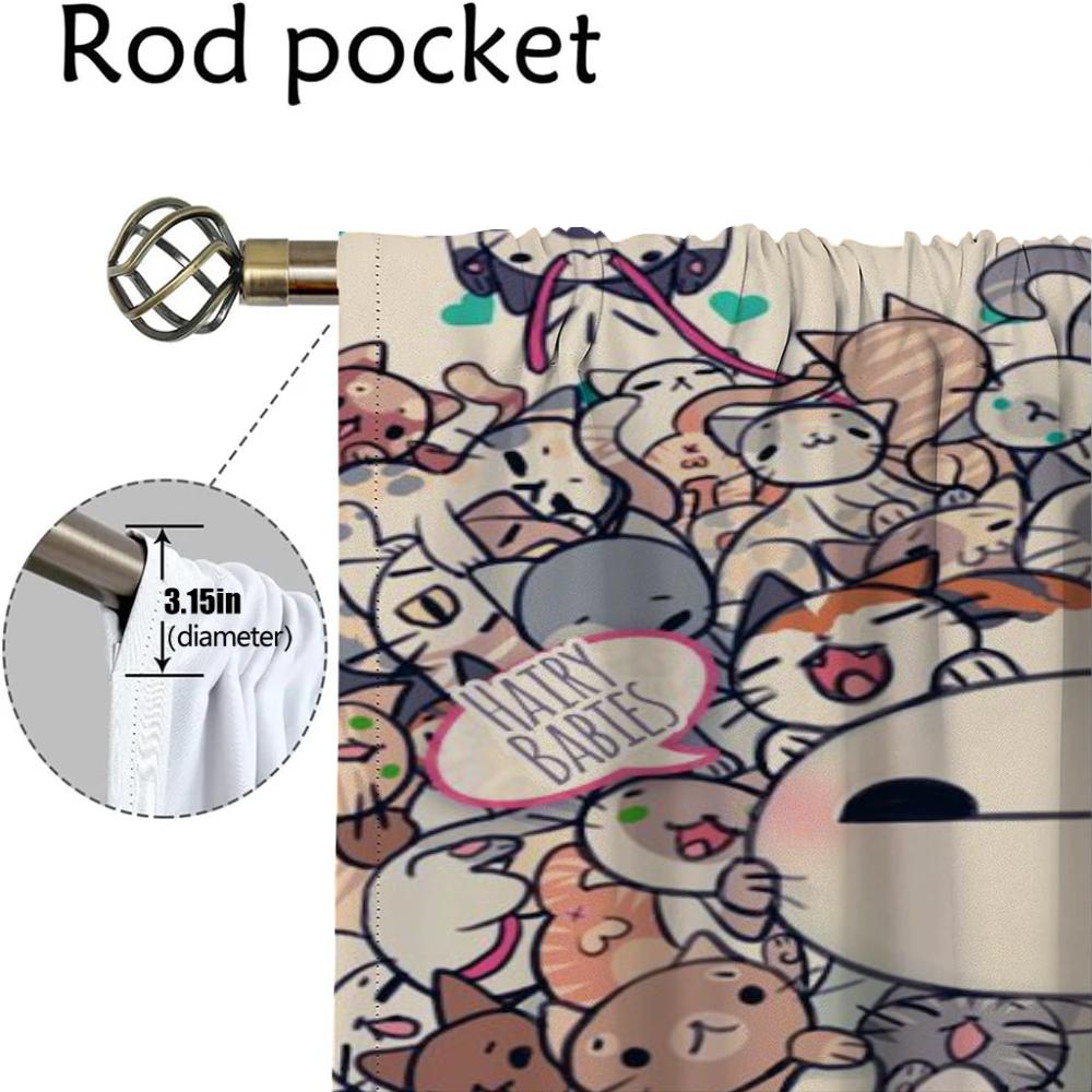 Blackout Kitchen Curtains for Bedroom Cute Illustration Window Curtain for Room 2 Panel Home Interior Curtains Partition Shades