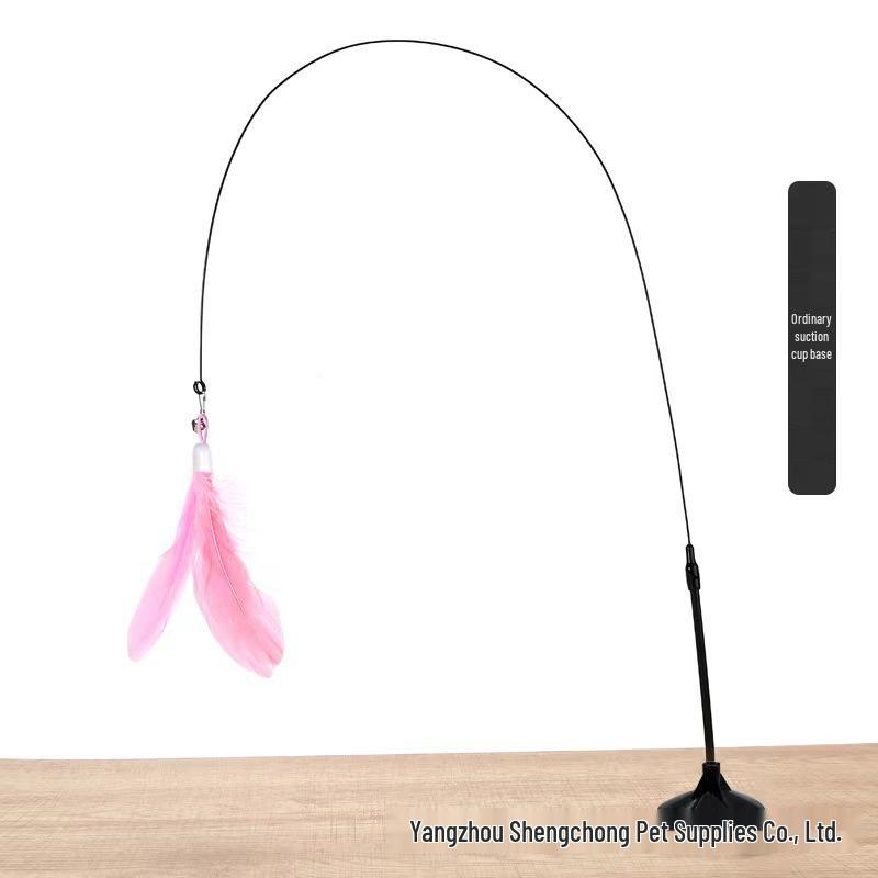 Katzenangel mit starkem Saugfuß, Feder und Glöckchen zur Selbstbeschäftigung und gegen Langeweile.