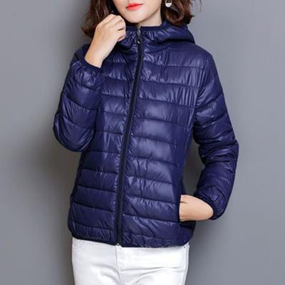 נשים מעיל סתיו חורף מרופד ברדס עבה שרוול ארוך חם צבע אחיד חלק Slim Fit כיסי סגירת רוכסן קרדיגן מעיל כותנה ליידי