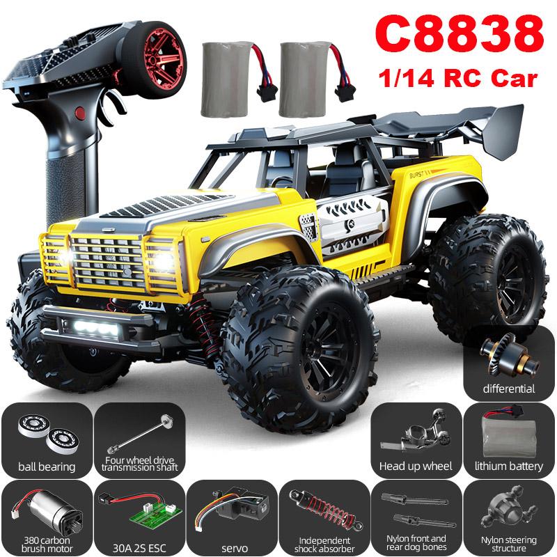 JJRC C8837 C8838 1/14 RC Car 4WD 2.4G Remote Control Car High Speed Off-road LED RC Truck Smart RC Toys Hobby As Gift