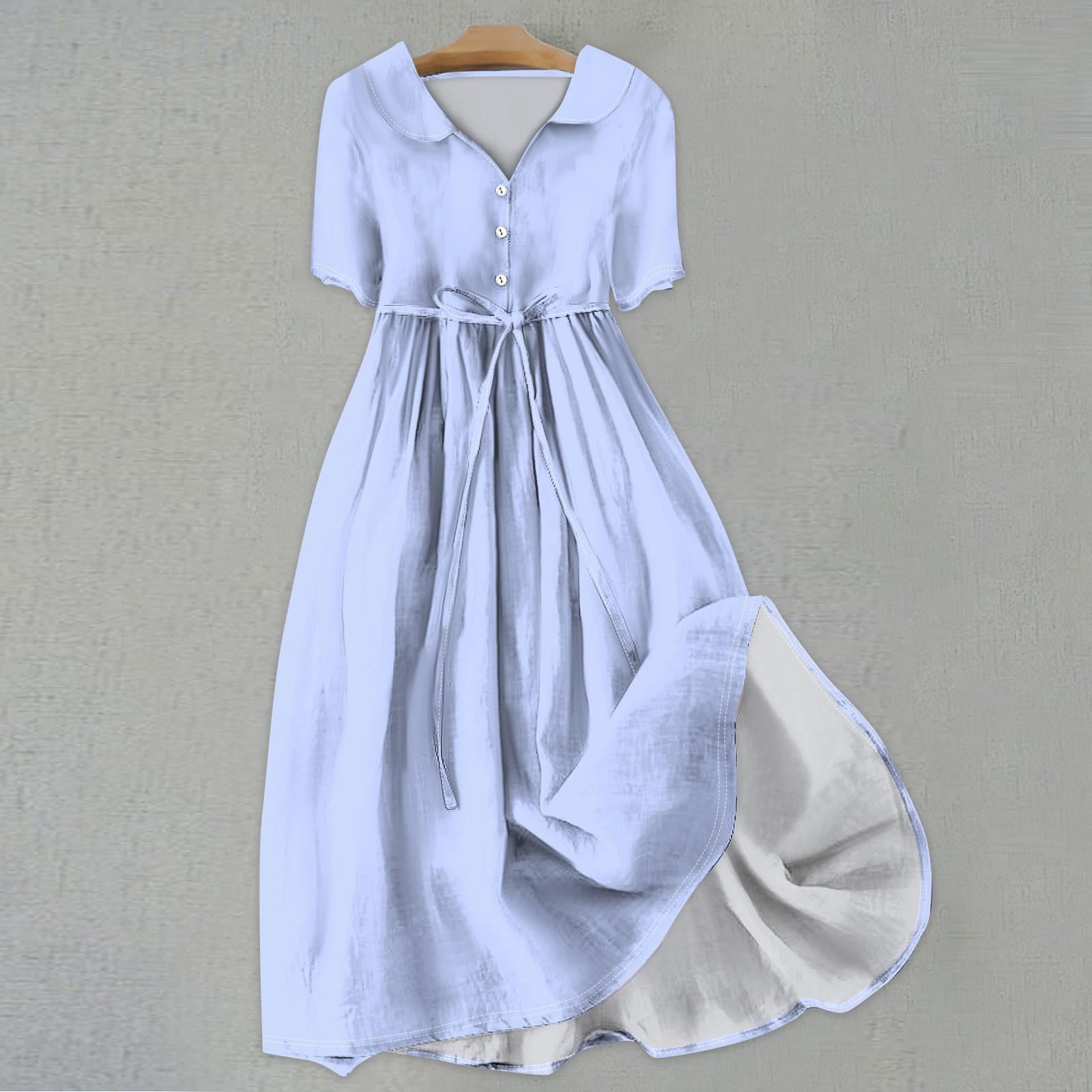 Женская мода сплошной цвет воротник с лацканами пуговицы с коротким рукавом одежда ремни — фото 10