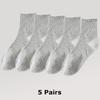 5Pcs Set Anti-Odor Low-Top Short Boat Socks Mid-Calf Socks Cotton Breathable Sweat Shallow Mouth