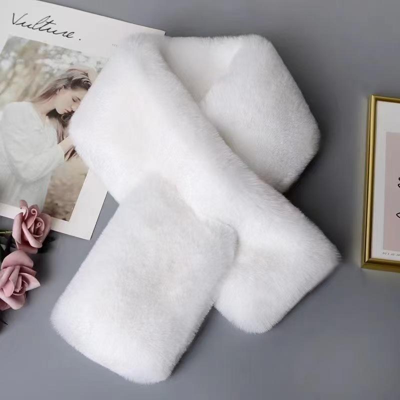 Women's Stylish Winter Faux Mink Rabbit Fur Scarf - Versatile, Thick & Warm Neck Warmer