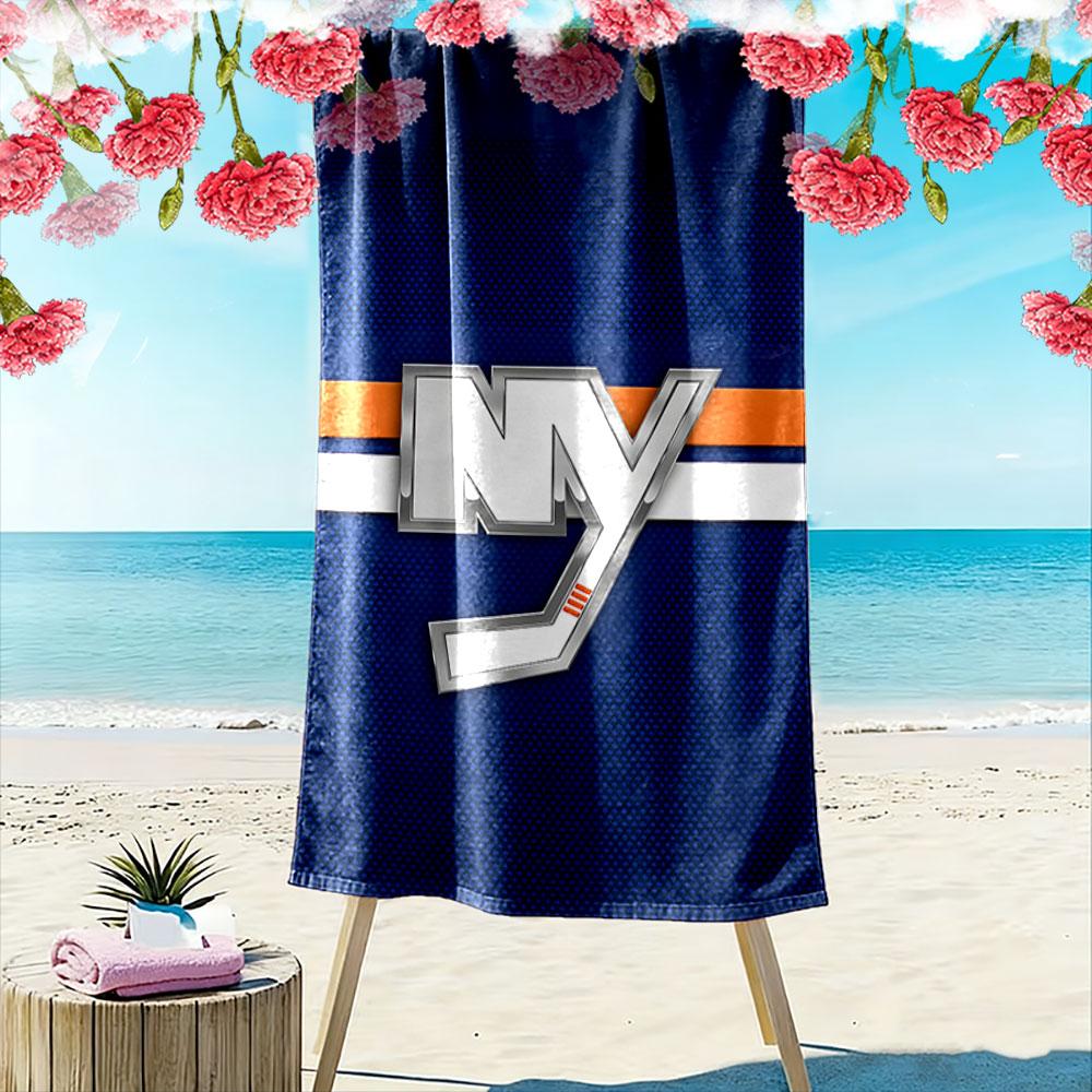 "NY Logo with Hockey Stick Design" Patterned Beach Towel Quick Dry Perfect for Travel Outdoor Sports Jogging the Beach and Swimming