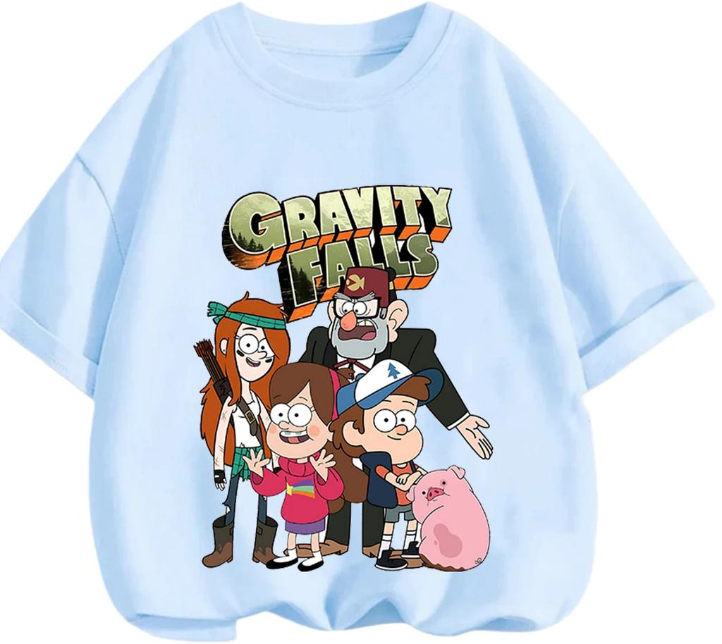 Lovely Cartoon Gravity Falls T Shirt Casual Street Leisure Tops Summer Daily Wear For Little Boys And Girls Kids