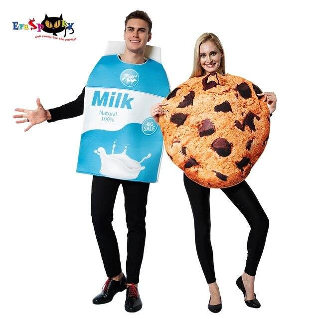 

Eraspooky, забавные костюмы для косплея с молоком и печеньем на Хэллоуин для взрослых, женщин и детей, одинаковые наряды для рождественской вечеринки, группы, семьи