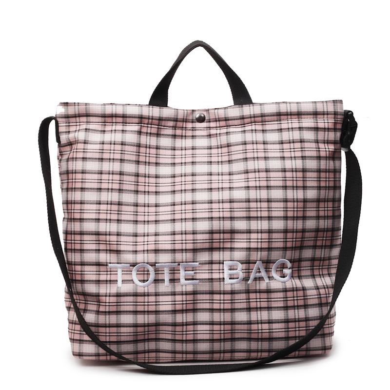 

Холщовая сумка, сумка через плечо, большая вместимость, женская, ретро, новая, сумка для покупок, клетчатая сумка, универсальная, для поездок на работу one size fits all розовый