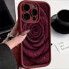 Wine red rose phone case suitable for iPhone 17 16 15 14 13 12 11 Pro/Max/Plus anti drop and shockproof back cover
