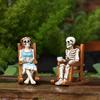 Skeleton Couple Figurine Resin Male And Female Skeleton Ornament Skeleton On Rocking