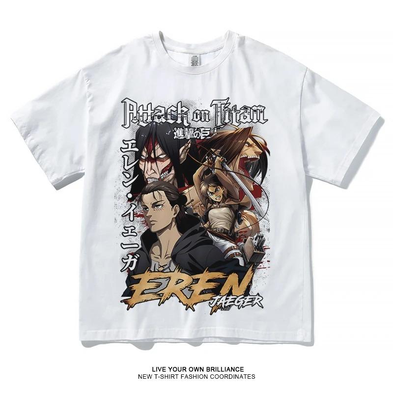Anime Attack On Titan Trička Nadměrná Velikost Vintage Prané Shingeki no Kyojin Tričko Krátký Rukáv Manga Eren Mikasa Levi Topy Trička