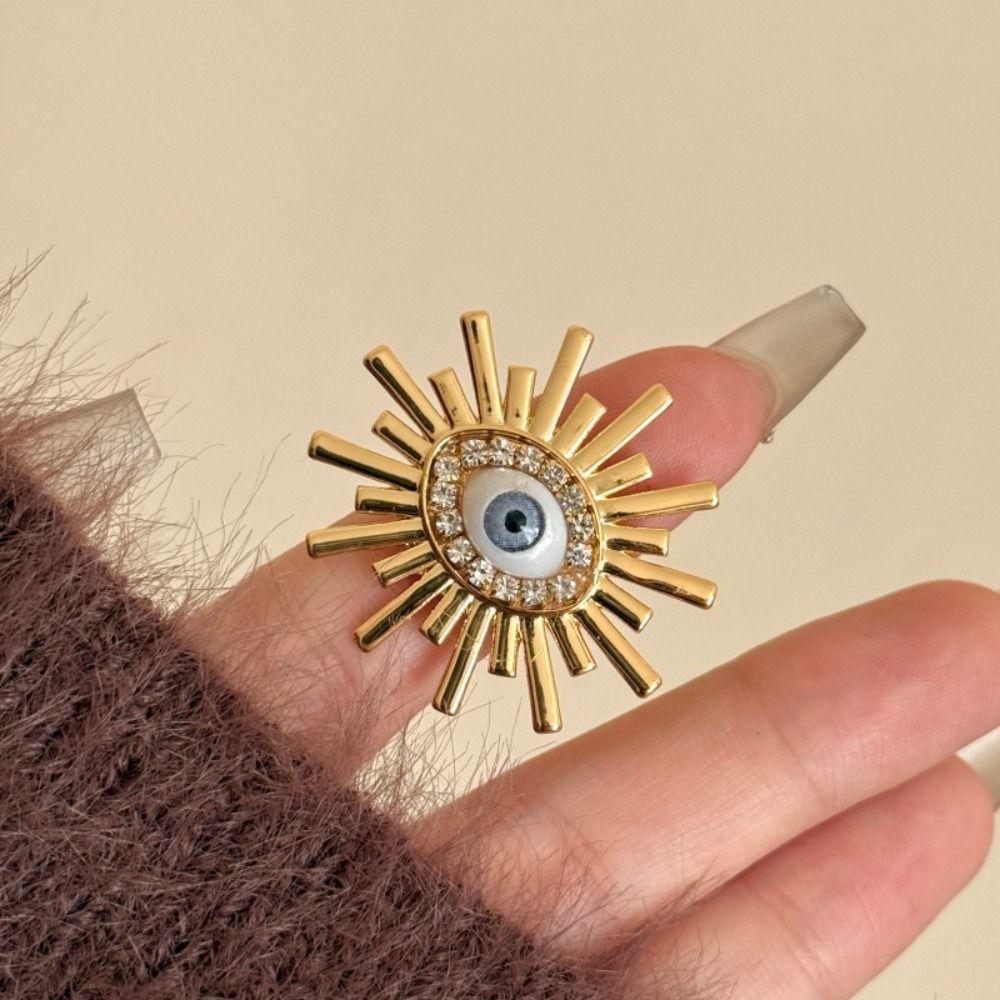 Blue Eyes Exaggerated Ring Y2K Vintage Gold Ring Personality Demon Eye Ring  Decoration
