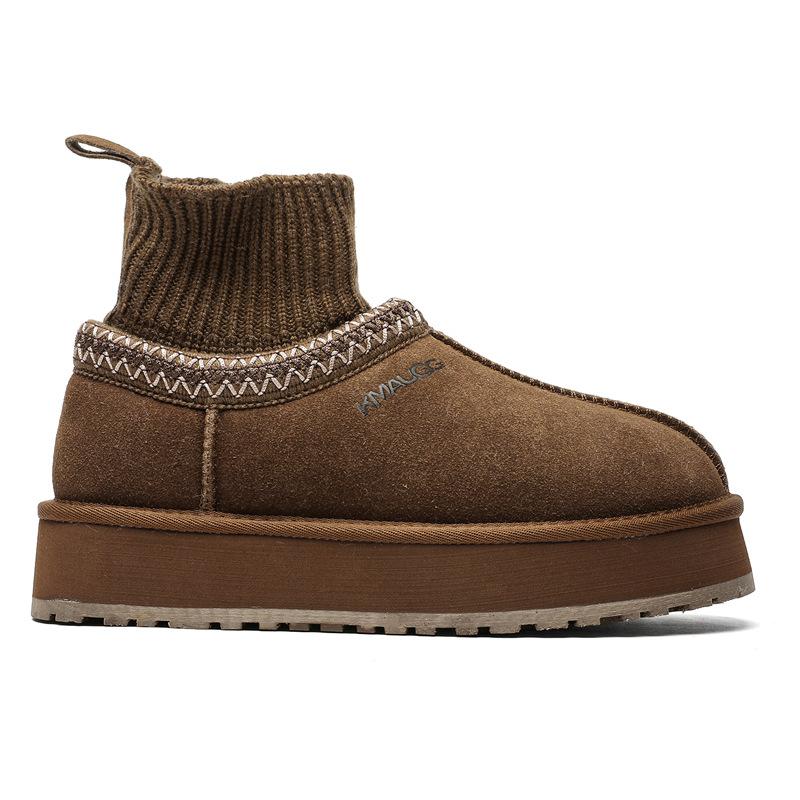 

3637 [U Home] Вязаные сапоги-носки осень и зима новые бархатные термохлопковые туфли на толстой подошве с увеличением роста зимние сапоги 40