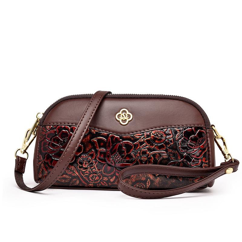 Elegante Borsa a Tracolla Floreale Goffrata da Donna – Mini Borsa a Spalla Vintage con Dettagli Dorati