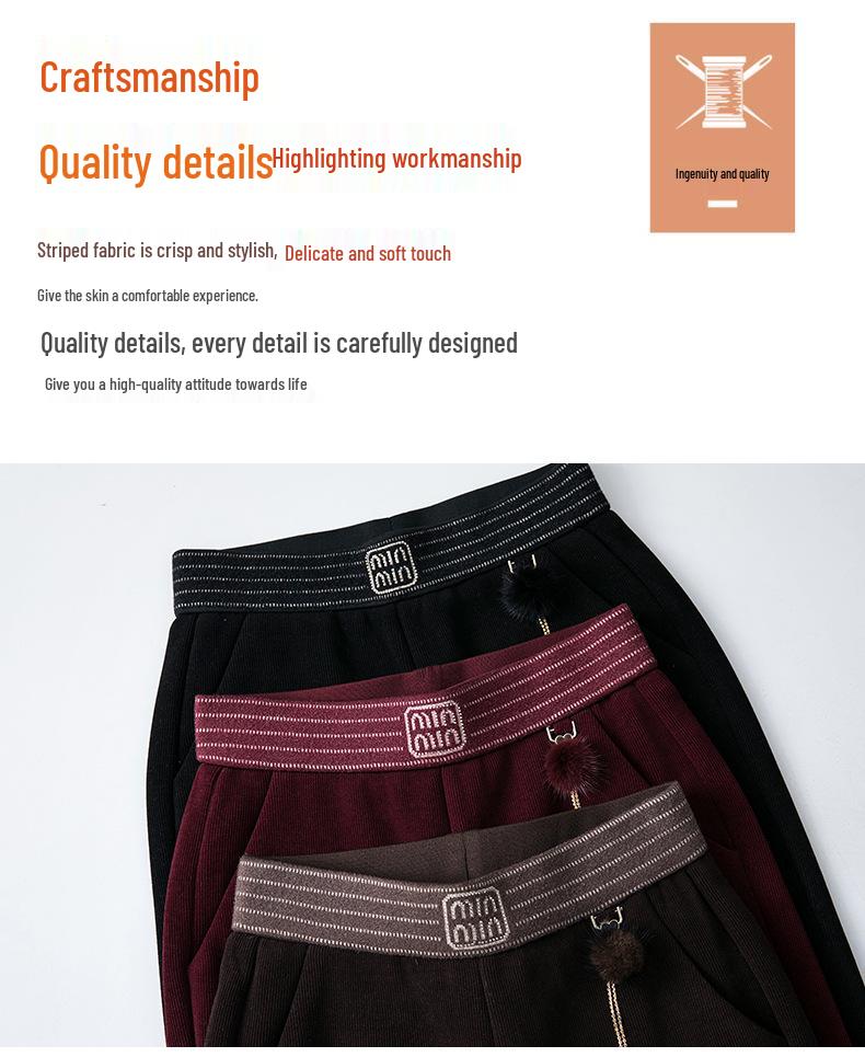 Women's European Velvet Harem Pants - Thickened, Elastic Waist, Petite, Winter 2024 Style