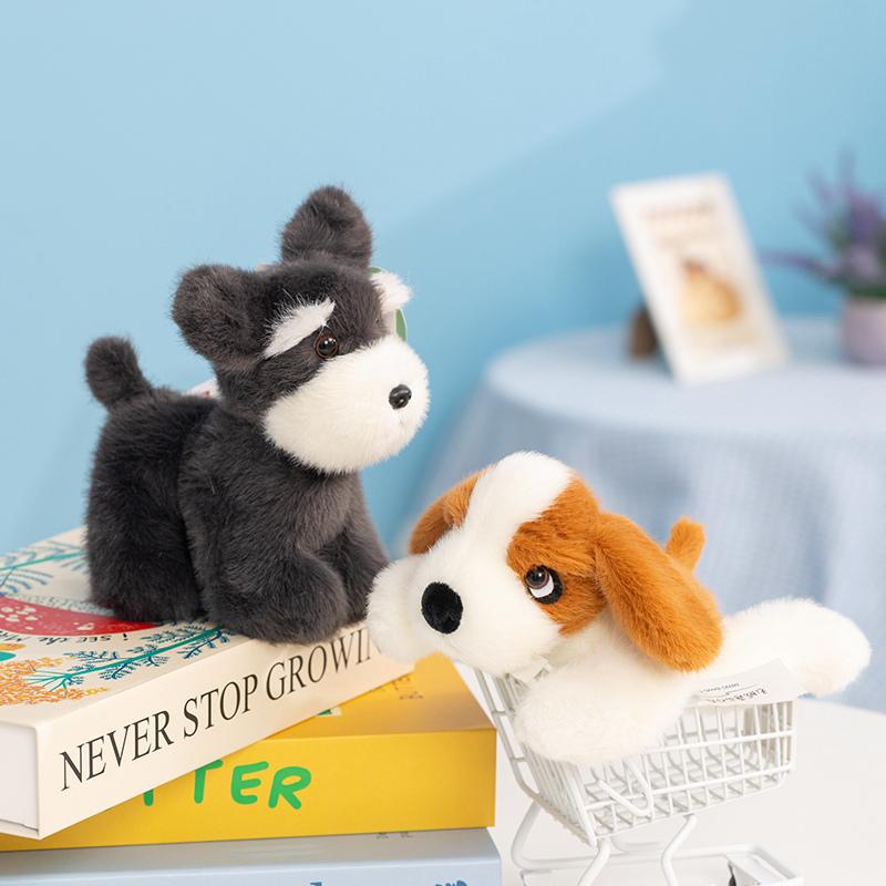 Cuddly Pose Puppy Series Plush Toys Mini Fluffy Schnauzer Poodle Bichon Rottweiler Golden Retriever Doll Lovely Desktop Pets