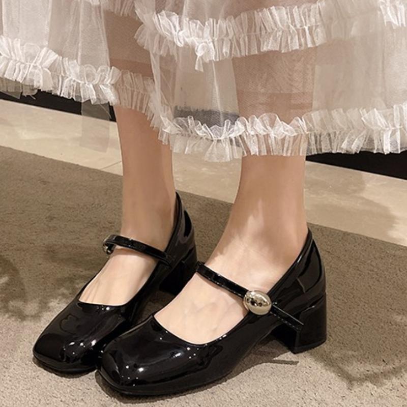 2025 New Mary Jane Women's Pumps Square Toe Chunky Heels Versatile Shallow Fashion Shoes for Daily & Party Stylish High Heels