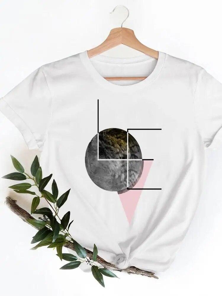 Short Sleeve Ladies Print T-shirts Geometric Spring  Clothing Women T Clothes Summer Casual Fashion Female Graphic Tee
