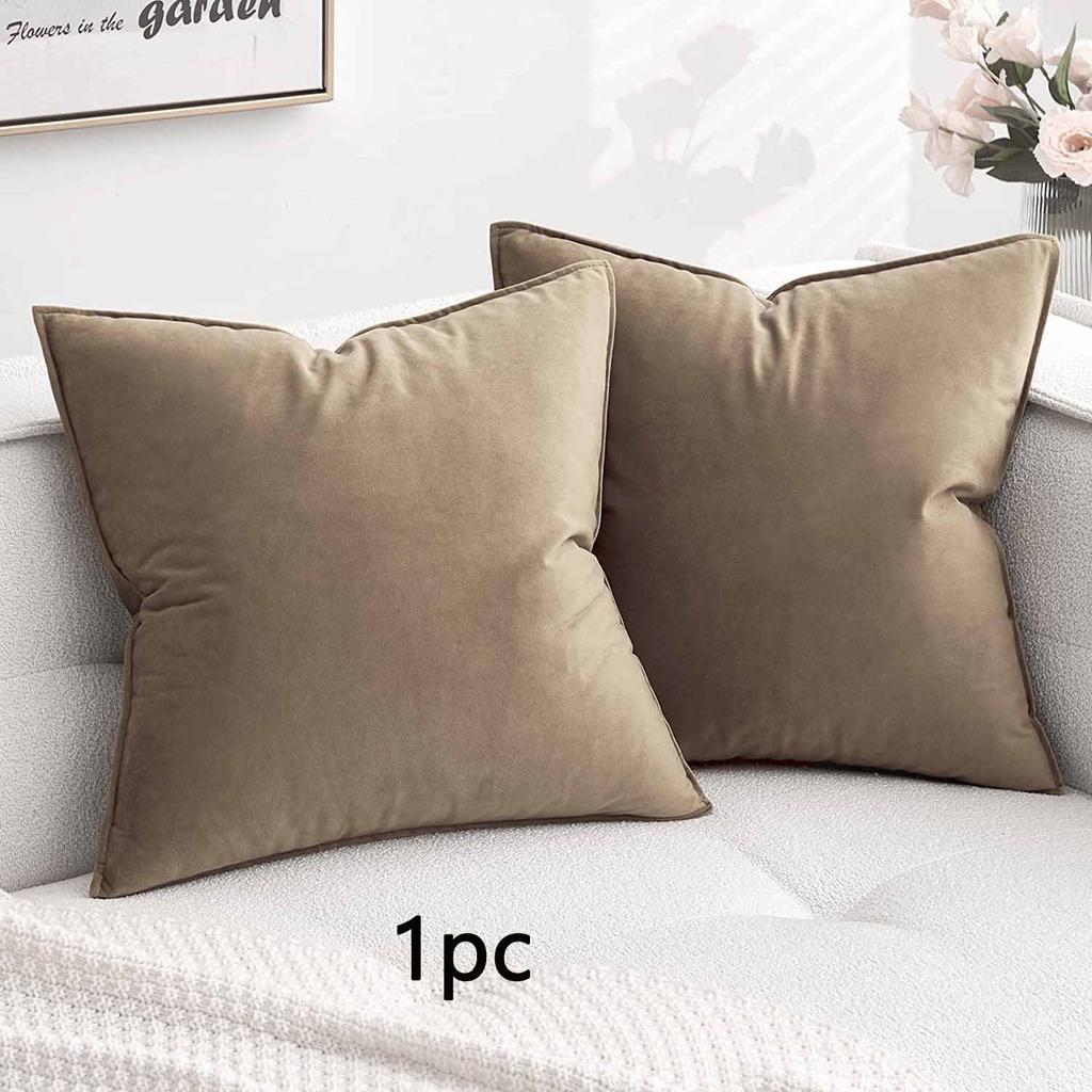 1pc Velvet Flange Craft Sofa Cushion Cover Nordic Minimalist Solid Color Dutch Velvet Piped Pillow Cover