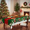 Christmas Tablecloth, Santa Claus Elk Snowman, Red And Green Contrasting Colors, Waterproof And Oil-Proof, Atmospheric Layout