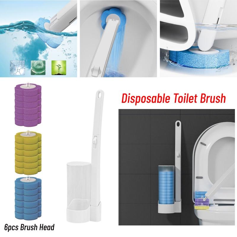 Disposable Toilet Brush Wands With Replaceable Heads Easy To Clean Toilet Bowl Lid And Corner Dirt Plastic Material Blue Yellow Purple