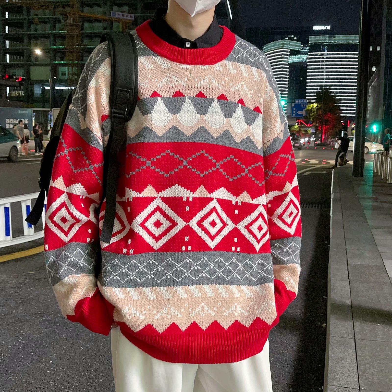 

Новый свитер Мужская зимняя одежда Толстая корейская теплая уличная одежда Мужские свитера и пуловеры Harajuku Printed XXXL