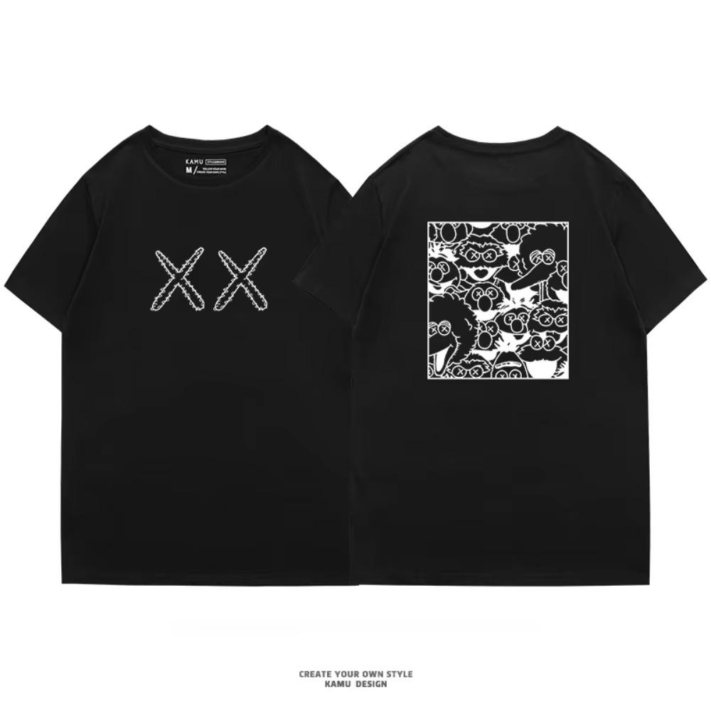 Sommermote Heavyweight Retro menns engelske bokstaver 100 % bomull trykt rundhals Høykvalitets Casual Fitness Street T-skjorte