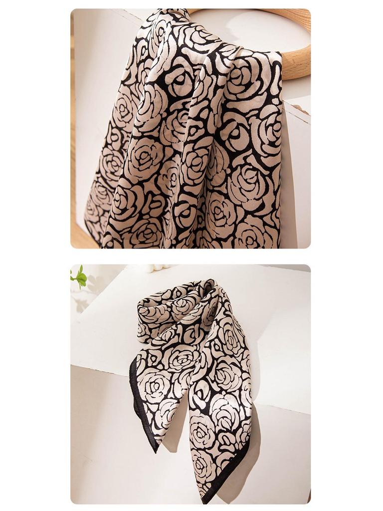 Camellia Print Mulberry Silk Square Scarf - Elegant Luxury Women's Accessory