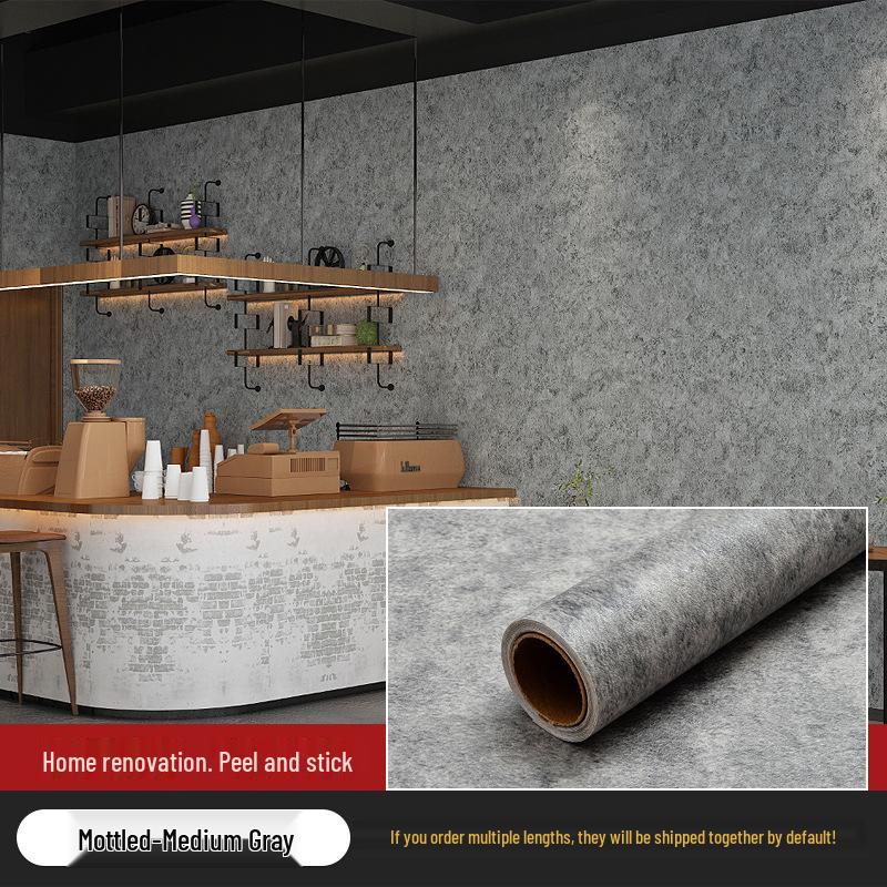 Gray Waterproof Self-Adhesive Wallpaper for Bedroom, Living Room, Dorm, or Shop Decor.