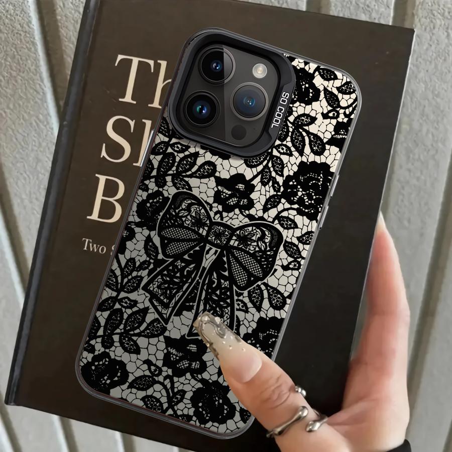 Fashion Black Lace Case for iPhone 17 Pro Max 13 Pro Air XR 12 XS 16 15 Plus 14 11 Back Phone Cover