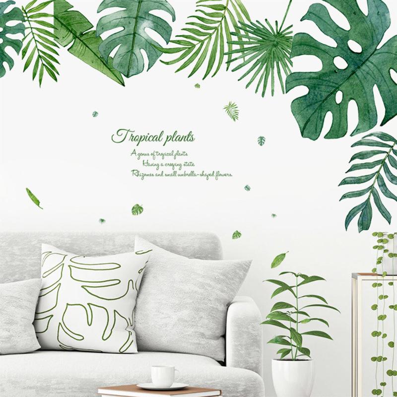 Tropical Leaves Plant Wall Stickers Decal Decor Art Mural for Living Room Bedroom