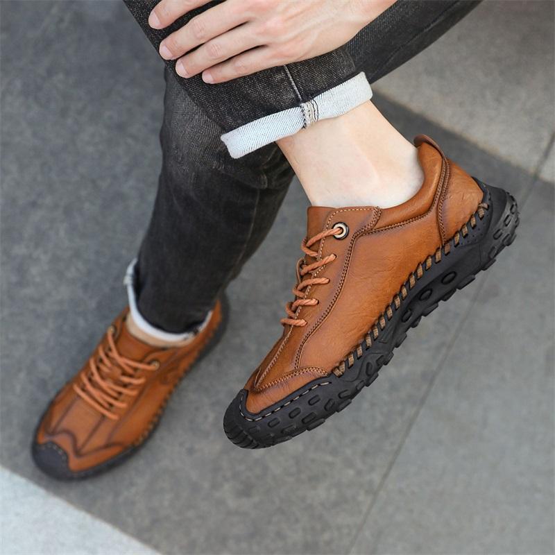 Fashion Men's Casual Leather Shoes Fashion Vintage Style Stitching Soft Business Driving Shoes Handmade Flats Oxfords Plus Size 38-48