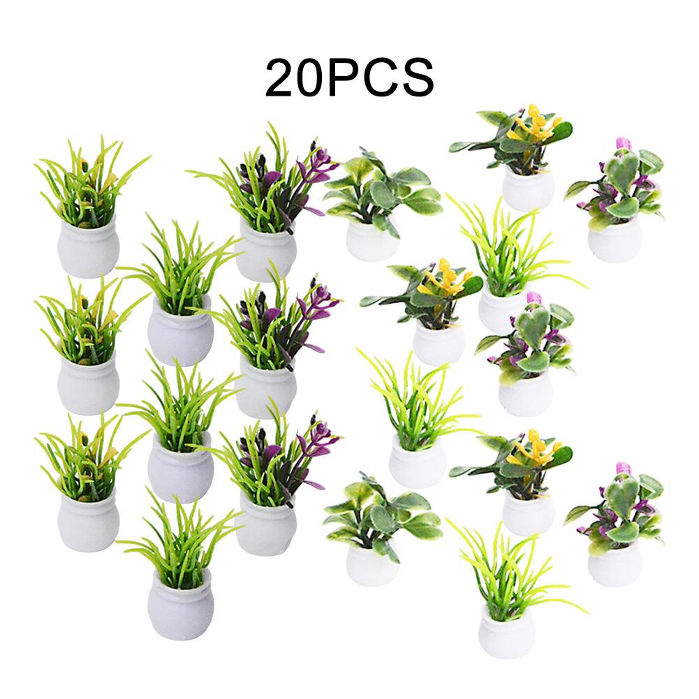 Miniature Flower Pot Garden Accessories 20PCS Dollhouse Plant Model for Toy House Photography Props and DIY Crafts