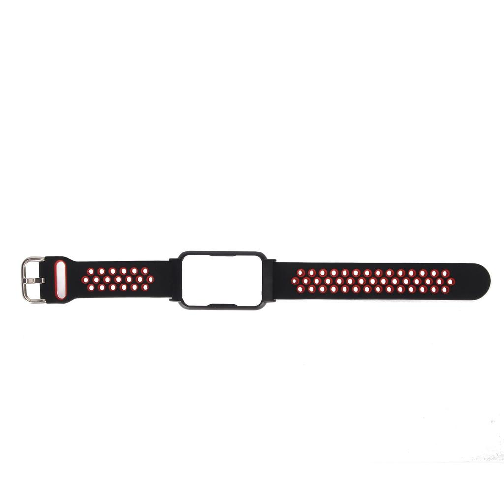 20mm Silicone Watchband Soft Breathable Stylish Comfortable Lightweight for OPPO FREE Smart Watch Black Red + Black