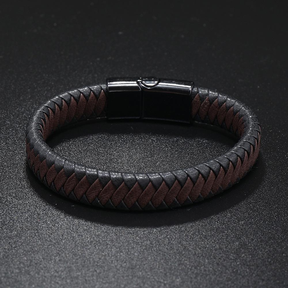 Braided PU Leather Bracelet Bangle Magnetic Clasp Mens Party Jewelry Gift