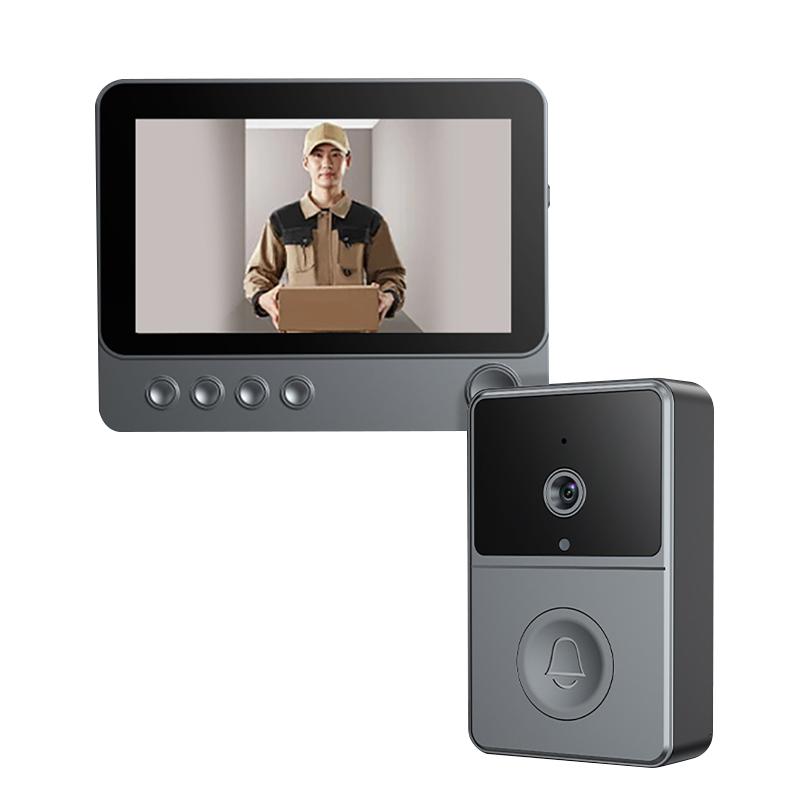 2.4G Wireless Video Doorbell Camera 4.3-inch IPS Screen Home Apartment Two-Way Voice Intercom Night Vision Smart Visual Doorbell