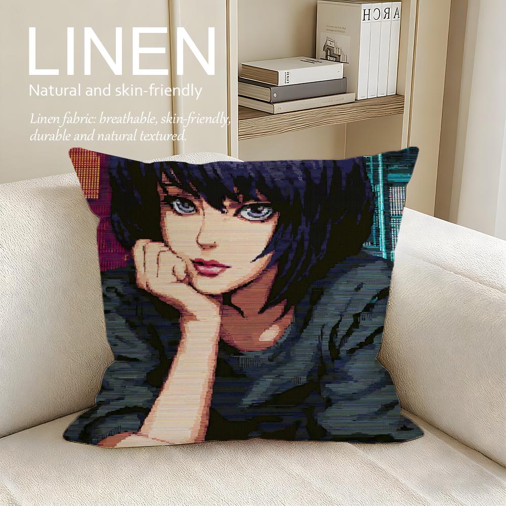 Character Motoko Kusanagi Cushion Cover Pillowcase Set Pcs x x Breathable Washable Sofa Cushion Cover