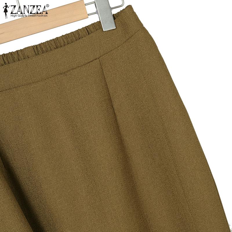 ZANZEA Two Pieces Women Patchwork Long Sleeve Texture Tops and Skirt Sets
