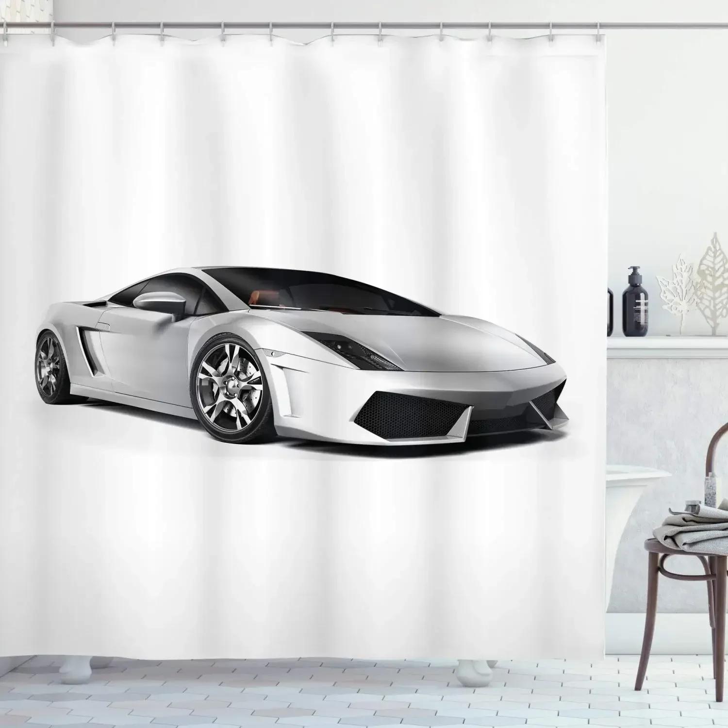 

Car Fabric Bathroom Shower Curtain Sports Car Shower Curtains Cool Automobile Speed Racing Car Shower Curtain,Waterproof 90x180cm-35x70in