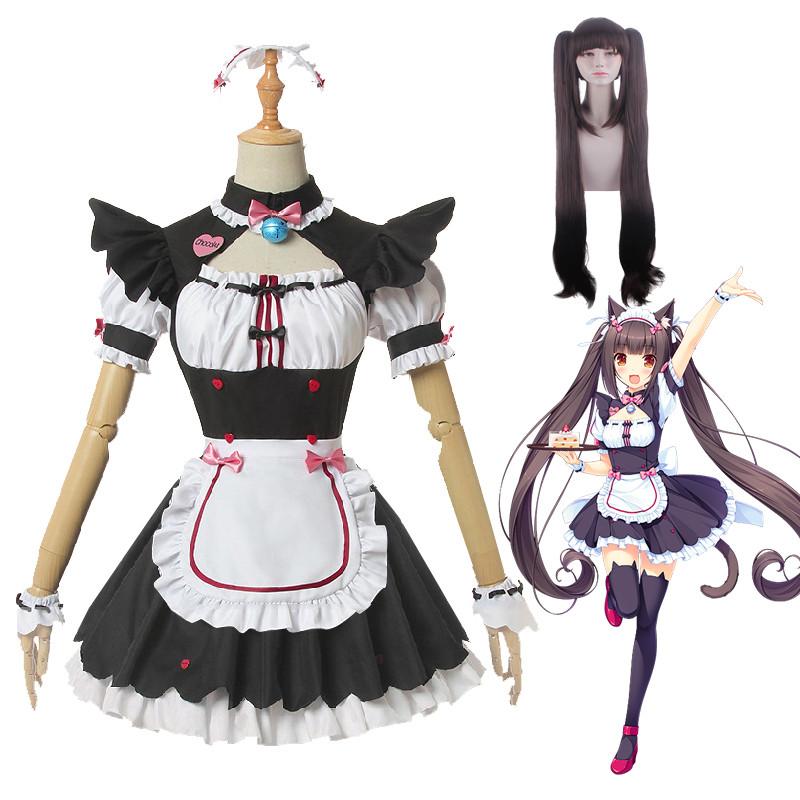 Vanilje Chocola Nekopara Kattepikekjole Tjenerkarakter Cosplay Parykk Kostyme